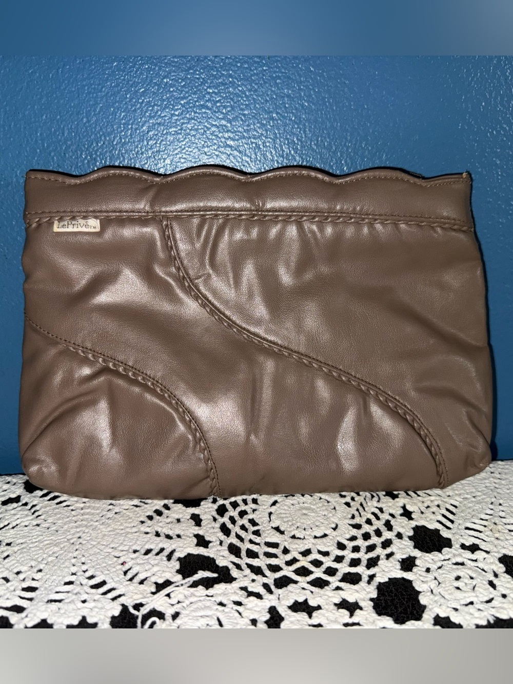 Vintage tan/taupe LePrive Leather Clutch